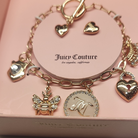 Juicy Couture Gold Charm Bracelet with Heart Accents - Picture 3 of 5